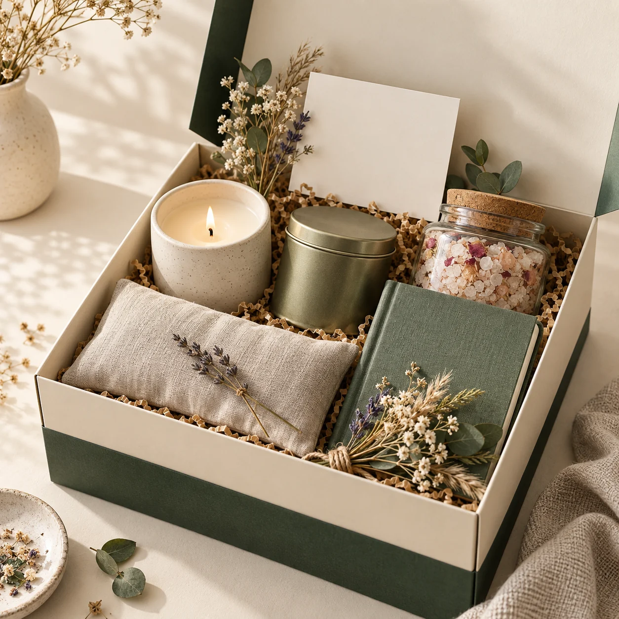 Illustrative wellness hampers concept